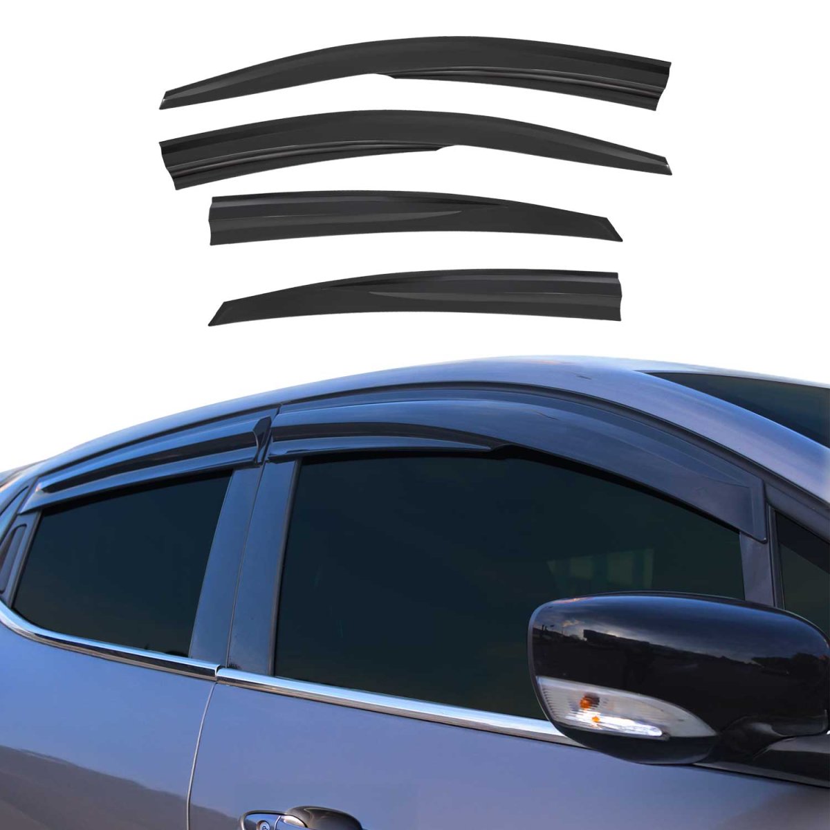 Hyundai Accent Wind Deflector - Omac - Acrylic 4 Pcs - Black - 2012-2017